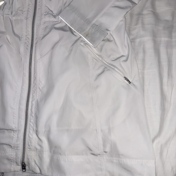 Athleta Rain Drop Jacket‎ Hooded Longline White Windbreaker Full Zip Women Large - Picture 6 of 16